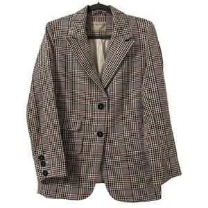 Free People Womens Oversized‎ Blazer Small Glen Check Plaid Preppy Academia